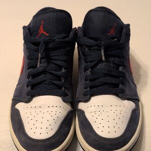 Jordan 1's Men's Dark Blue and White Sneakers